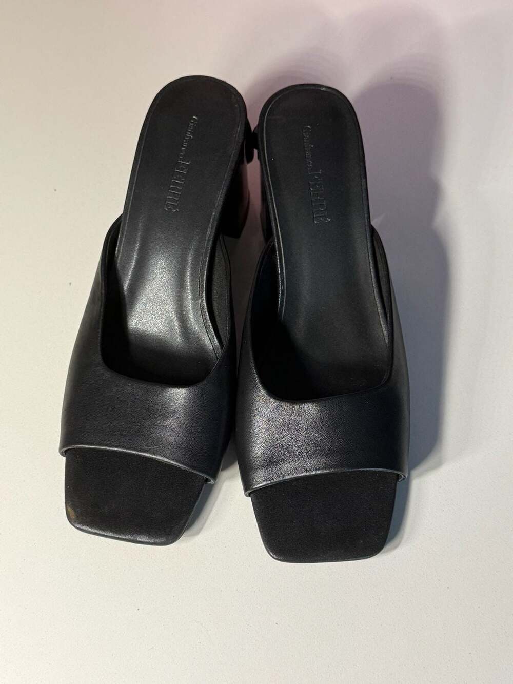 Gianfranco Ferre Black Leather Logo Heel Mules - Picture 5 of 9